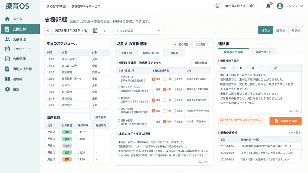 療育OSの操作画面